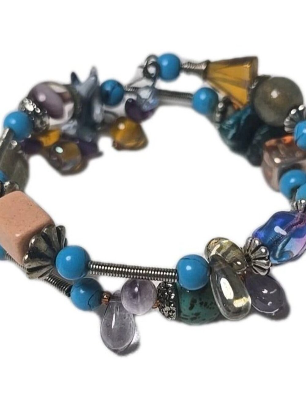 Treska Bracelet Multicolor Glass Beaded Charm Women's Boho Jewelry - Picture 5 of 7